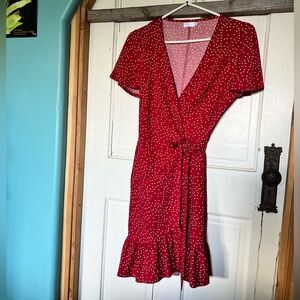 Little red polka dot wrap dress! ♥️